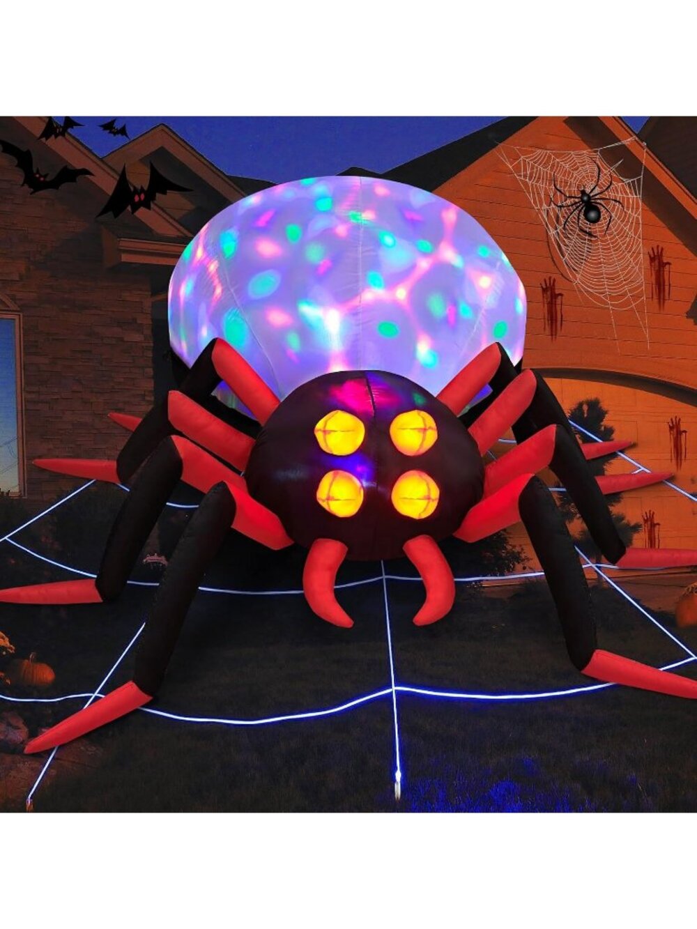🎃 8FT Halloween Inflatable  Blow Up Spider with LED Lights Outdoor Decoration